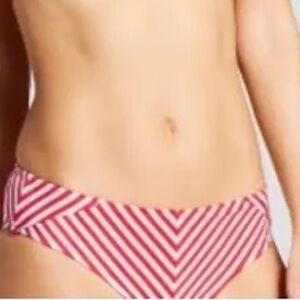 NWT Xhiliration Red and White Striped Bikini Bottom